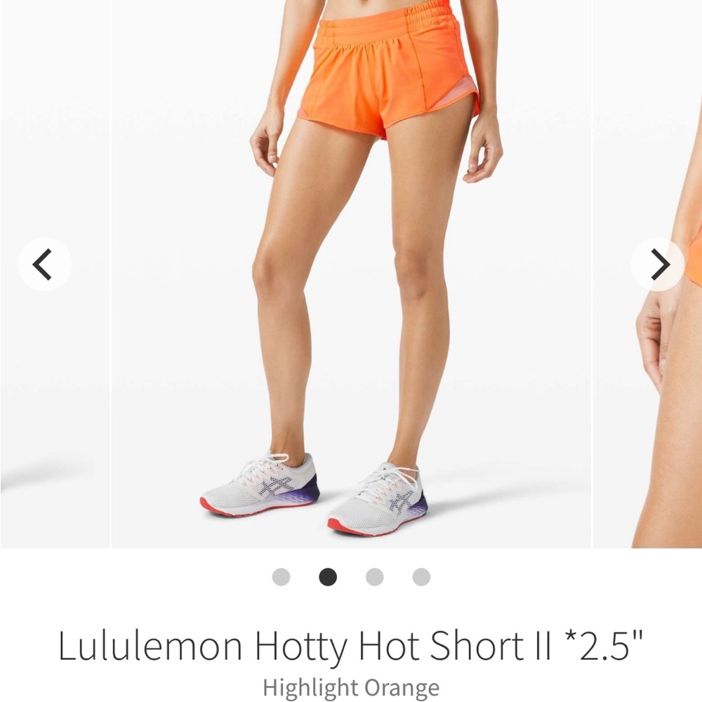 Lululemon Orange Hotty Hot 2.5 inch Size 8